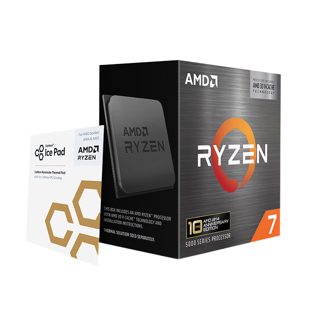 Procesador AMD Ryzen 7 5800X3D Edición 10.º Aniversario, 8 núcleos, 16 hilos, hasta 4.5 GHz, 96 MB caché L3, AMD 3D V-Cache, Socket AM4, 105W, incluye Carbice Ice Pad – 100-100000651POF