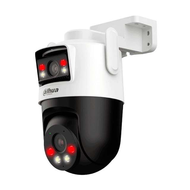 Cámara Dahua IPC-WPT1339DD-SW-3E2-PV, Wi-Fi 6, Doble Lente 3MP+3MP, Pan 352°/Tilt 90°, Luz Blanca + IR, Audio Bidireccional, IP66, microSD 256GB – IPC-WPT1339DD-SW-3E2-PV