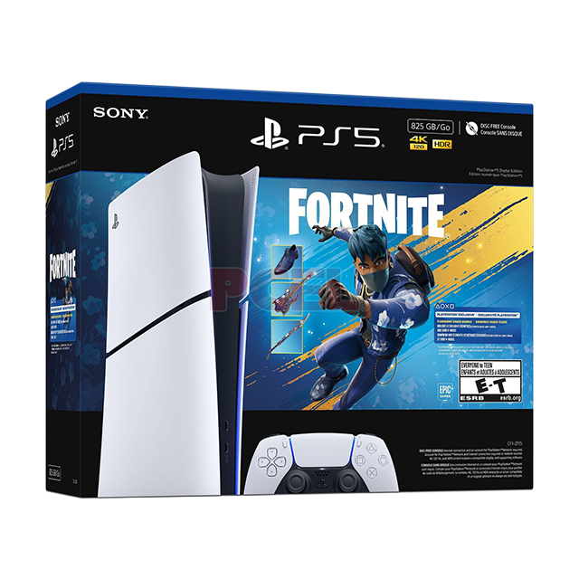 Consola PlayStation 5 Slim Digital Edition, 825GB SSD, Fortnite Flowering Chaos Bundle, 4K 120Hz, Blanco – 1000049928
