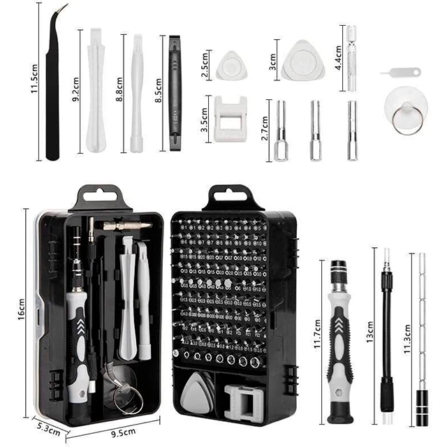 Juego de Destornilladores de Precisión AFujia, 122 en 1, Magnético, Estuche Portátil, Reparación Electrónica PC, iPhone, MacBook, Consolas y Joyeros – Kit de Herramientas de 122 Piezas