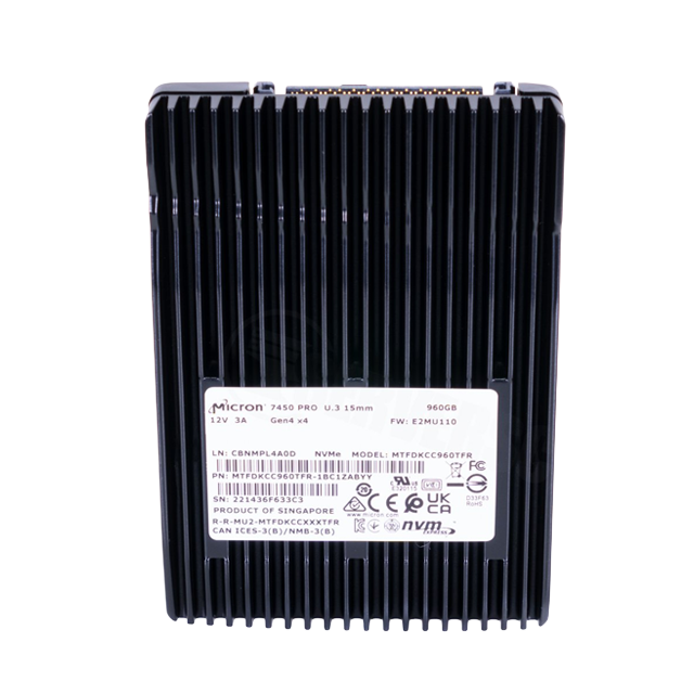 Unidad de Estado Sólido SSD Micron 7450 PRO Datacenter Enterprise, 960GB, U.3 2.5” 15mm, PCIe 4.0 NVMe, 6800 MB/s lectura, 1400 MB/s escritura – MTFDKCC960TFR-1BC1ZABYYR