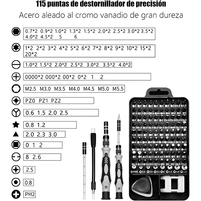 Juego de Destornilladores de Precisión AFujia, 122 en 1, Magnético, Estuche Portátil, Reparación Electrónica PC, iPhone, MacBook, Consolas y Joyeros – Kit de Herramientas de 122 Piezas