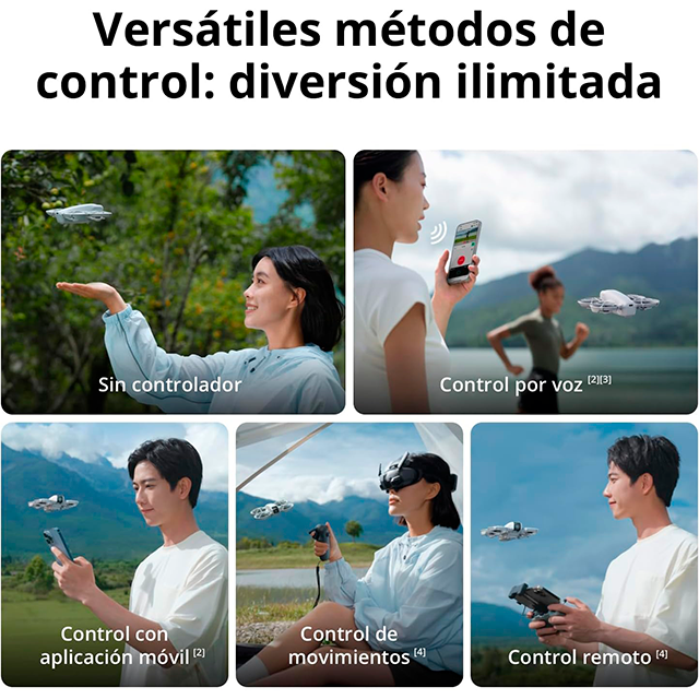 Dron DJI Neo Motion Vuela Más, Cámara 4K UHD, Foto 12 MP, 135 g, Despegue desde la Mano, Seguimiento Inteligente, RC Motion 3 + 3 Baterías