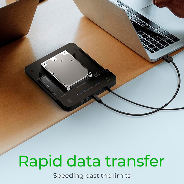 Estación Docking ICY BOX HDD/M.2 NVMe SSD USB 3.2 Gen 2 (10 Gbps), Clonación Bidireccional, SATA 2.5"/3.5" y M.2 NVMe/SATA – IB-2915MSCL-C31