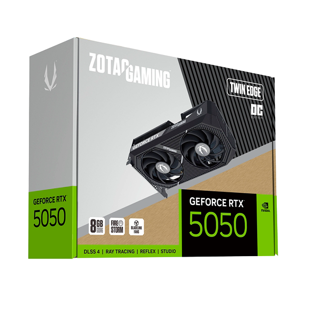 Tarjeta de Video ZOTAC GAMING GeForce RTX 5050 8GB Twin Edge OC, GDDR6, 128-bit, PCIe 5.0, HDMI/DP – ZT-B50500H-10M