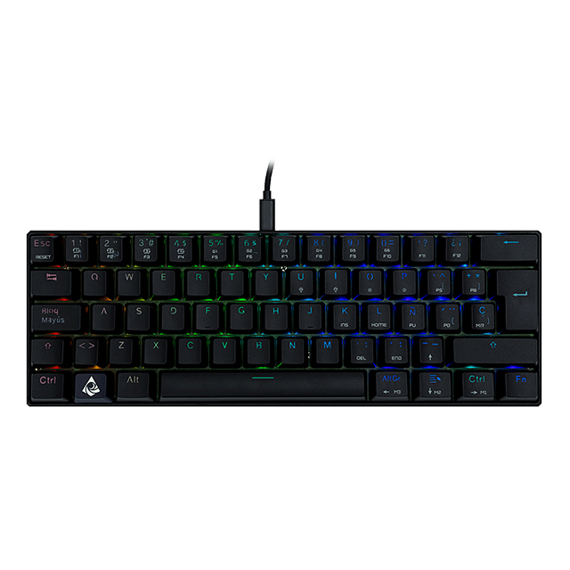 Teclado Gamer Mecanico 60% Munfrost Dark Moon Black, Switches Gateron Blue, Alambrico, Iluminacion ARGB, Español