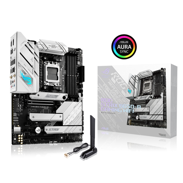 Tarjeta Madre ASUS ROG Strix B650-A Gaming WiFi, ATX, Socket AM5, AMD B650, DDR5, PCIe 4.0, 3× M.2, Wi-Fi 6E, Bluetooth 5.2, Aura Sync, Blanco/Plata – ROG STRIX B650-A GAMING WIFI