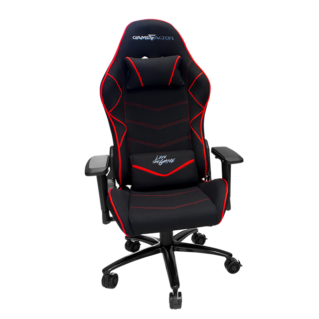 Silla Gamer GameFactor CGC600, Tela, Reclinable, Negro/Rojo