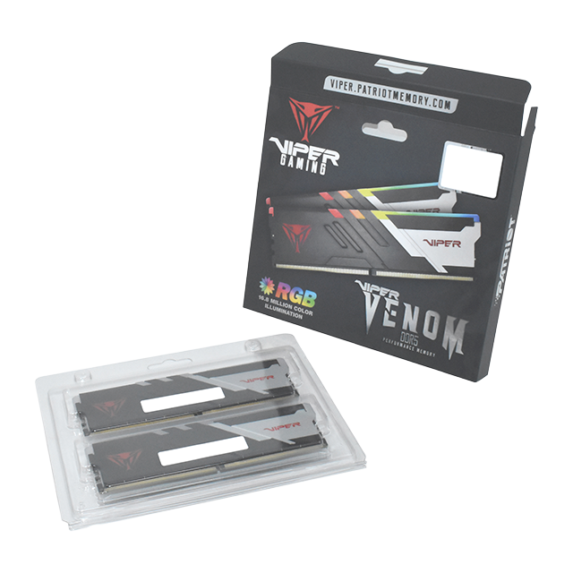 Memoria RAM Patriot Viper Venom RGB, 32GB (2x16GB), DDR5, 5600MHz, CL36, RGB, Negro/Rojo - PVVR532G560C36K