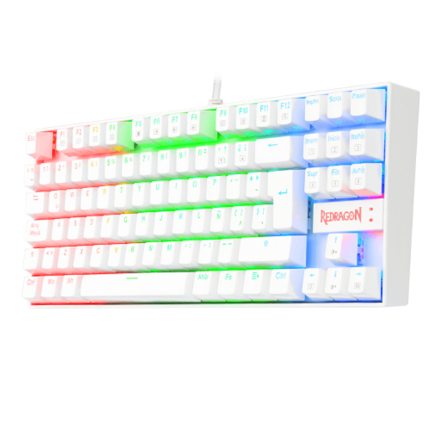 Teclado Mecanico Redragon Kumara White K552WRGB-SP, TKL, Switches Redragon Blue, Español