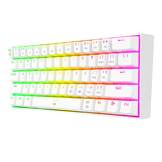 Teclado Gamer Mecánico 60% Redragon Dragonborn K630W-RGB BL White, Switches Redragon Blue