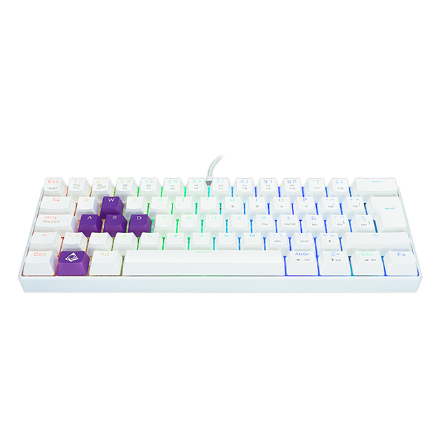 Teclado Gamer Mecanico 60% Munfrost Light Moon White, Switches Gateron Blue, Alambrico, Iluminacion ARGB, Español