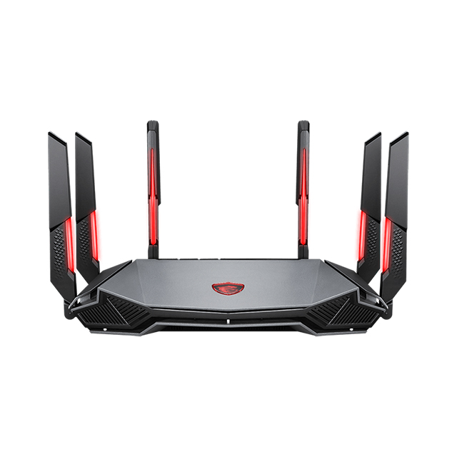 Router MSI Radix AXE6600, WiFi 6E, Tri-Banda, 6600Mbps, Procesador Quad-Core 1.8GHz, 6 Antenas Externas - Radix AXE6600