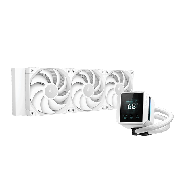 Enfriamiento Líquido DeepCool Mystique 360 WH ARGB, 360mm, 3 Ventiladores ARGB, Pantalla LCD 2.83", Blanco - R-LX360-WHDSNMCP-G-1