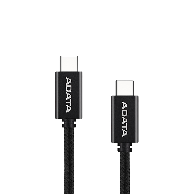 Cable ADATA USB-C a USB-C, Negro, 2 Metros, 100W, Nylon Trenzado, USB 2.0 - CACC-200PN-BK