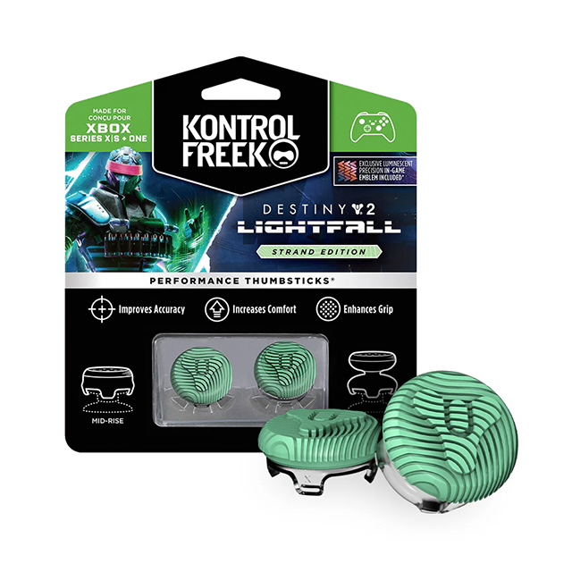KontrolFreek - Destiny 2: Lightfall Strand Edition - para Xbox One y Series X|S | Performance Thumbsticks | 2 Alturas Mixtas, Precisión y Agarre Mejorados | Verde Transparente