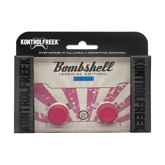 KontrolFreek - Bombshell - para PS4 y PS5 | Performance Thumbsticks | 2 Alturas Bajas, Agarre Mejorado | Rosa/Blanco