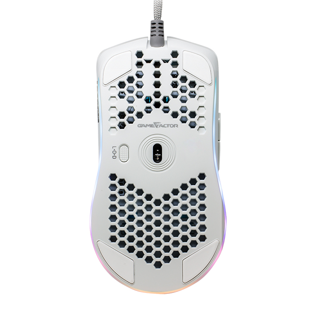 Mouse GameFactor MOG601-WH | Blanco | Ultralight | Alámbrico | RGB | 16,000 DPI | PIXART 3389 | 7 Botones  