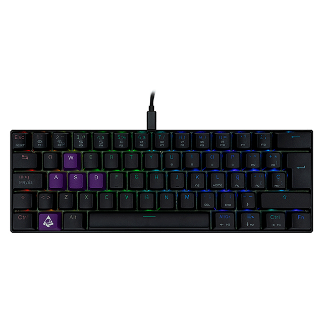 Teclado Gamer Mecanico 60% Munfrost Dark Moon Black, Switches Gateron Blue, Alambrico, Iluminacion ARGB, Español