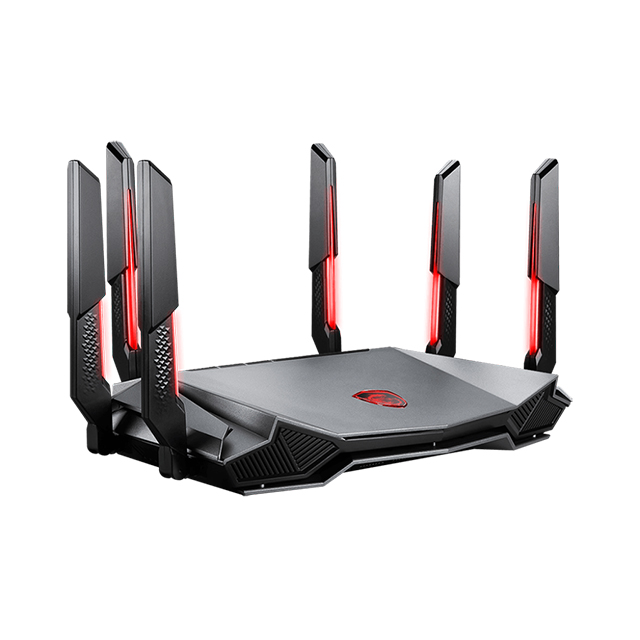 Router MSI Radix AXE6600, WiFi 6E, Tri-Banda, 6600Mbps, Procesador Quad-Core 1.8GHz, 6 Antenas Externas - Radix AXE6600