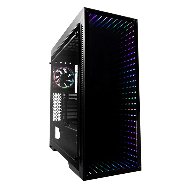 Gabinete GameFactor CSG601 | RGB | Vidrio Templado | Panel frontal Infinity | ATX | 1 Ventilador