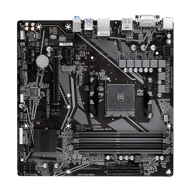 Tarjeta Madre Gigabyte A520M DS3H V2, Micro ATX, AM4, DDR4 4733Mhz OC, M.2 - A520 DS3H (Rev.1)