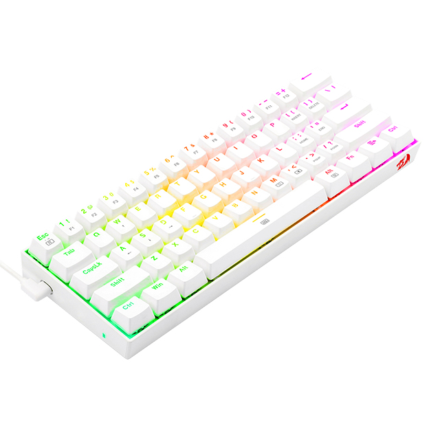 Teclado Gamer Mecánico 60% Redragon Dragonborn K630W-RGB BL White, Switches Redragon Blue