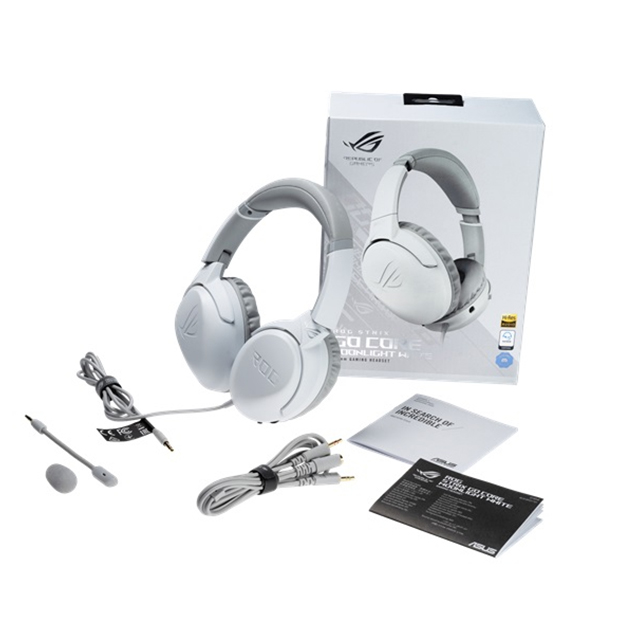 Diadema Asus ROG Strix Go Core Moonlight White, Alámbrico, 3.5mm, PC / PS5 / Xbox X y S / Switch / Mobile