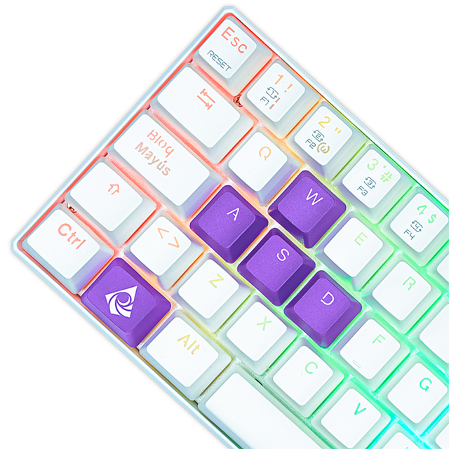 Teclado Gamer Mecanico 60% Munfrost Light Moon White, Switches Gateron Red, Alambrico, Iluminacion ARGB, Español