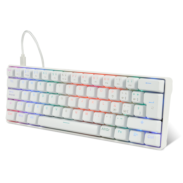 Teclado Gamer Mecanico 60% GameFactor KBG560-RD-WH | Switches Gateron Red | Alambrico | Iluminacion RGB | Español