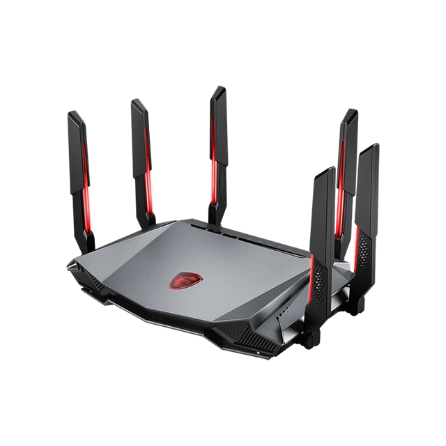 Router MSI Radix AXE6600, WiFi 6E, Tri-Banda, 6600Mbps, Procesador Quad-Core 1.8GHz, 6 Antenas Externas - Radix AXE6600