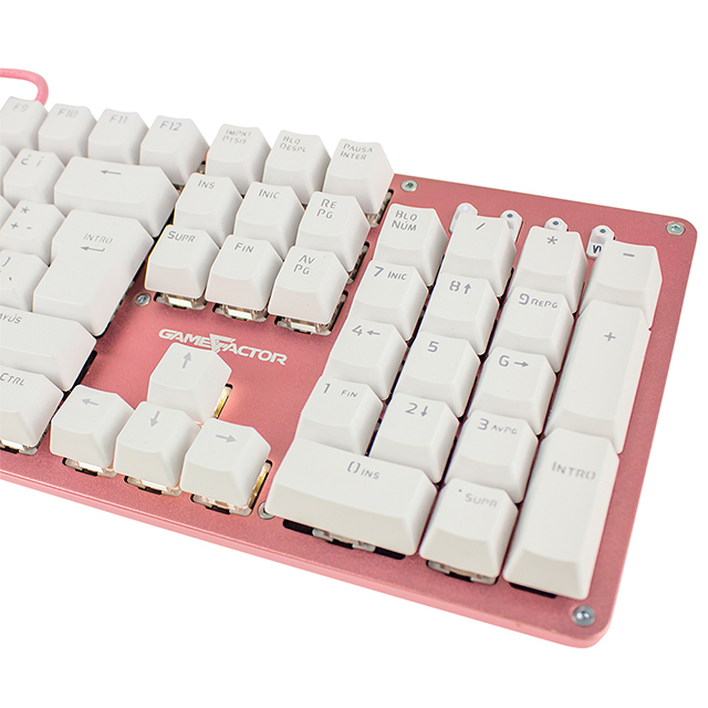 Teclado Mecanico GameFactor KBG400, Retroiluminado, Switch Red, USB, Rosa - KBG400-PK-RD