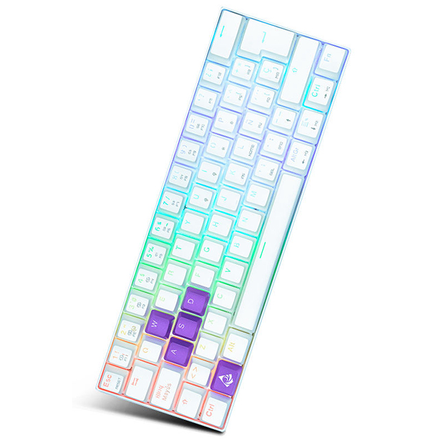 Teclado Gamer Mecanico 60% Munfrost Light Moon White, Switches Gateron Blue, Alambrico, Iluminacion ARGB, Español