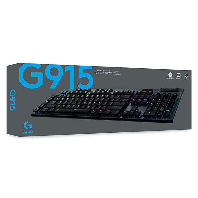 Teclado Mecánico Inalámbrico Logitech G915, Switches Low Profile GL Tactile, Lightsync RGB, Lightspeed, Bluetooth - 920-008902