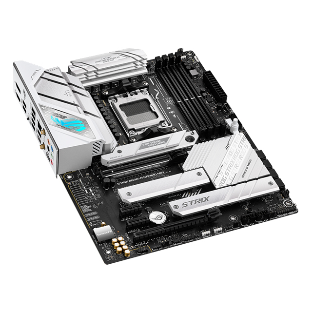 Tarjeta Madre ASUS ROG Strix B650-A Gaming WiFi, ATX, Socket AM5, AMD B650, DDR5, PCIe 4.0, 3× M.2, Wi-Fi 6E, Bluetooth 5.2, Aura Sync, Blanco/Plata – ROG STRIX B650-A GAMING WIFI
