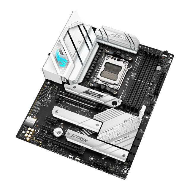 Tarjeta Madre ASUS ROG Strix B650-A Gaming WiFi, ATX, Socket AM5, AMD B650, DDR5, PCIe 4.0, 3× M.2, Wi-Fi 6E, Bluetooth 5.2, Aura Sync, Blanco/Plata – ROG STRIX B650-A GAMING WIFI