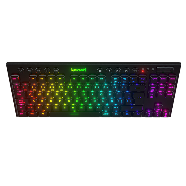 Teclado Gamer Mecanico Redragon Horus TKL RGB, Switches Red Ultra Low Profile, Inalámbrico, USB 2.4Ghz, Bluetooth 5.0, Iluminación RGB, Español - K621-RGB-SP RD