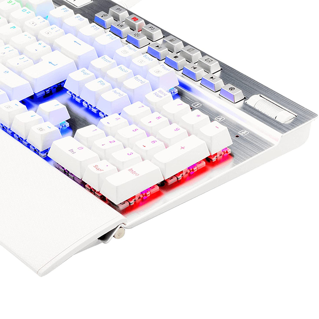 Teclado Mecánico Redragon Yama White K550W-1-SP, Switches Redragon Purple, Macros personalizables, Reposa muñecas, Español