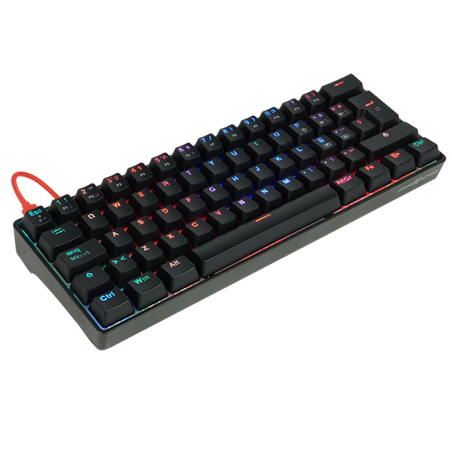 Teclado Gamer Mecanico 60% GameFactor KBG560-RD | Switches Gateron Red | USB C | RGB | Keycaps Intercambiables