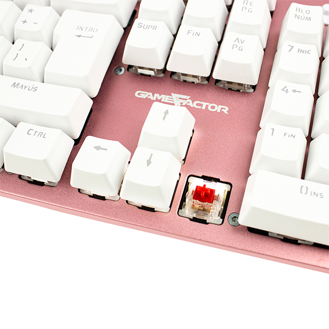 Teclado Mecanico GameFactor KBG400, Retroiluminado, Switch Red, USB, Rosa - KBG400-PK-RD