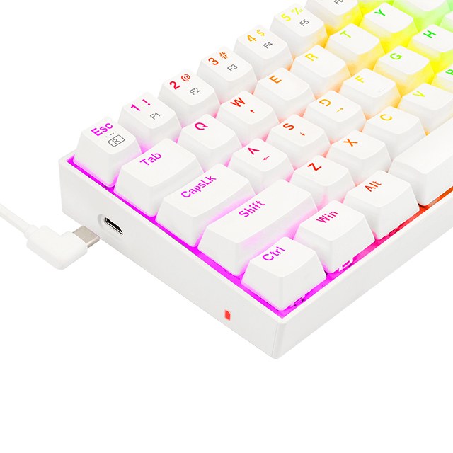 Teclado Gamer Mecánico 60% Redragon Dragonborn K630W-RGB BL White, Switches Redragon Blue