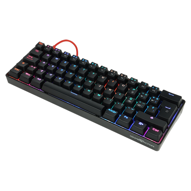 Teclado Gamer Mecanico 60% GameFactor KBG560-RD | Switches Gateron Red | USB C | RGB | Keycaps Intercambiables