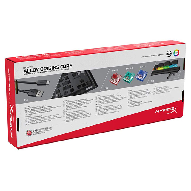 Teclado Mecánico HyperX Alloy Origins Core TKL, Switches Red (Linear), Ingles, HX-KB7RDX-US
