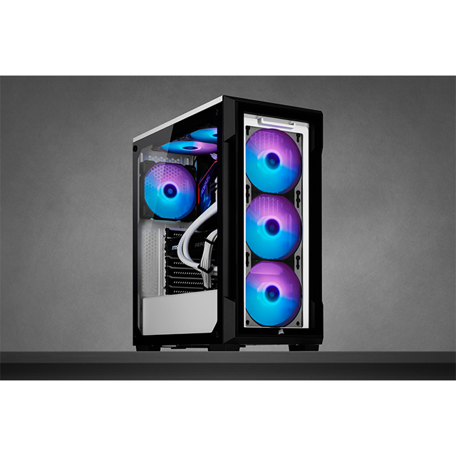 Gabinete Corsair Icue 220T RGB Blanco, Cristal Templado, 3 Ventiladores SP120 RGB PRO, ATX - CC-9011191-WW