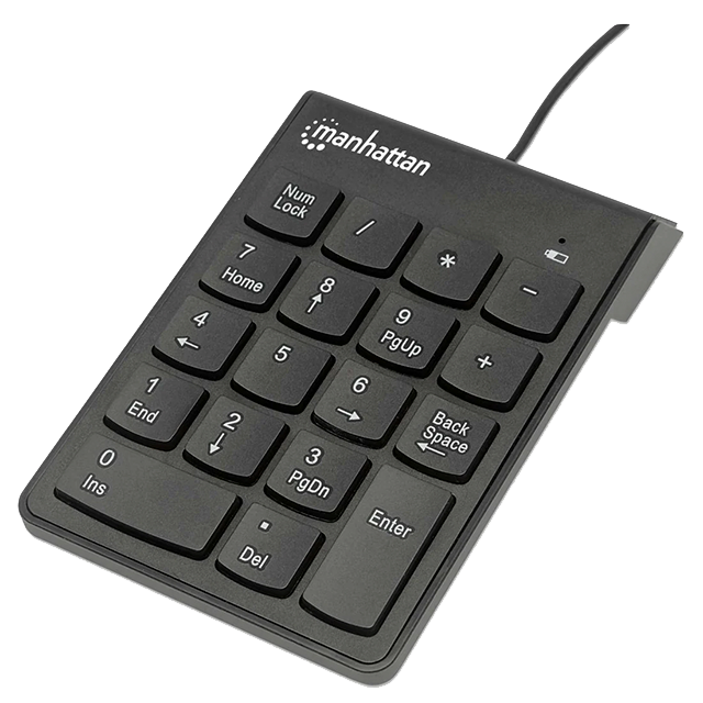 Teclado Numérico Manhattan, Alámbrico, USB, Negro - 176354