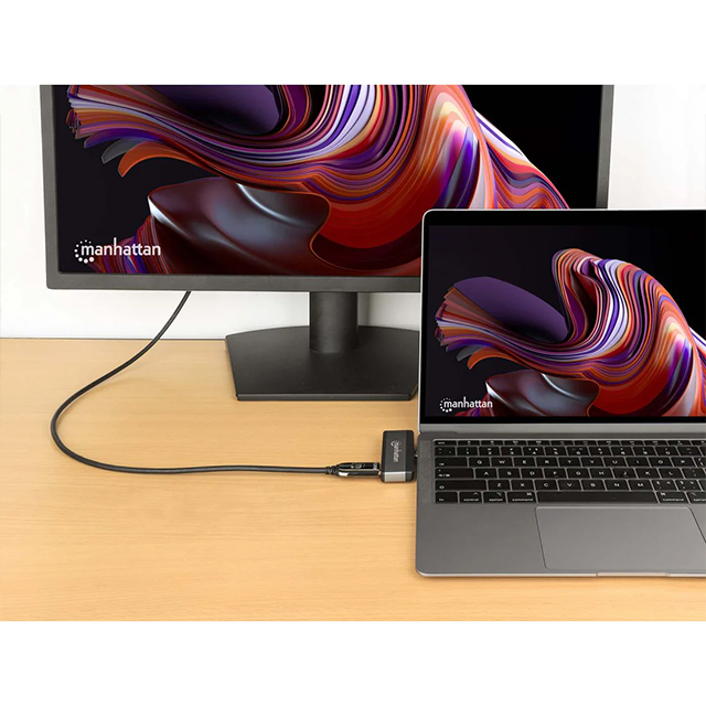 Docking Station Manhattan USB-C 4 en 1, Adaptador Portátil con HDMI 4K, USB 3.0, USB-C PD y Conector Compacto Plug & Play - 190404
