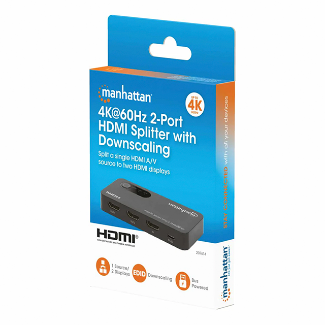 Splitter HDMI 4K de 2 puertos, 1 entrada a 2 salidas, distribución de señal – 207614