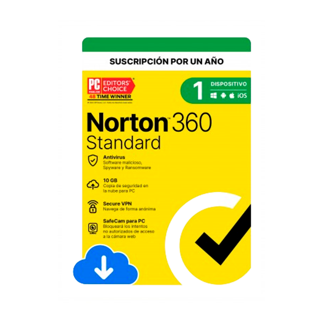Norton 360 Standard, 1 Dispositivo, Suscripción 12 Meses, Windows/Android/Mac, Licencia Digital ESD – 21430631