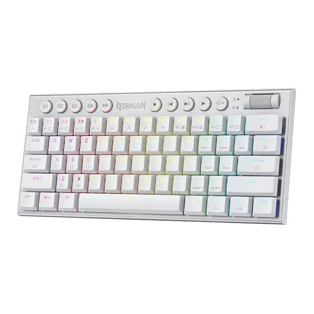 Teclado Gamer Mecanico Redragon Horus Mini PRO White, Switches Red Ultra Low Profile, Inalámbrico, Iluminación RGB, Inglés - K632W-RGB-PRO RED