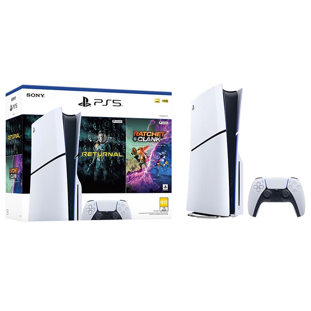 Consola Sony PlayStation 5 Slim Standard Edition 1 TB, Lector Ultra HD Blu-ray, 4K hasta 120 Hz, DualSense, incluye Returnal y Ratchet & Clank: Rift Apart - 711719570882
